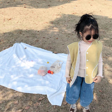 將圖片載入圖庫檢視器 【W9328】兒童秋冬夾棉毛馬甲男女寶韓版卡通刺繡羊羔絨馬甲雙面穿-20191028