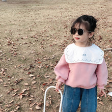 將圖片載入圖庫檢視器 【Y9329】女童寶寶秋冬新款韓版印花大翻領衛衣寬鬆加絨套頭衛衣-20191028