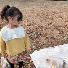 將圖片載入圖庫檢視器 【Y9329】女童寶寶秋冬新款韓版印花大翻領衛衣寬鬆加絨套頭衛衣-20191028