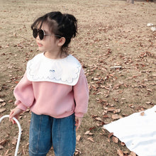 將圖片載入圖庫檢視器 【Y9329】女童寶寶秋冬新款韓版印花大翻領衛衣寬鬆加絨套頭衛衣-20191028