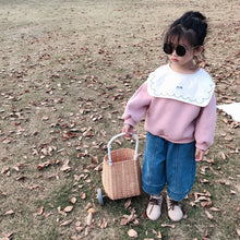 將圖片載入圖庫檢視器 【Y9329】女童寶寶秋冬新款韓版印花大翻領衛衣寬鬆加絨套頭衛衣-20191028