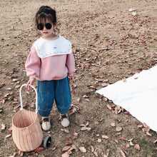將圖片載入圖庫檢視器 【Y9329】女童寶寶秋冬新款韓版印花大翻領衛衣寬鬆加絨套頭衛衣-20191028