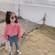 將圖片載入圖庫檢視器 【Y202018】2020春款韓版娃娃領襯衫女童寶寶可愛燈籠袖娃娃衫襯衣-20200304