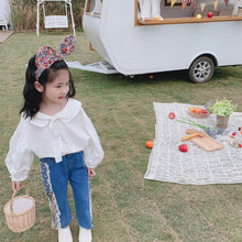 將圖片載入圖庫檢視器 【Y202018】2020春款韓版娃娃領襯衫女童寶寶可愛燈籠袖娃娃衫襯衣-20200304
