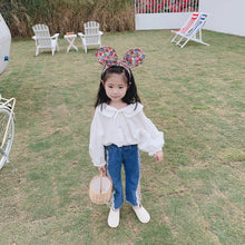 將圖片載入圖庫檢視器 【Y202018】2020春款韓版娃娃領襯衫女童寶寶可愛燈籠袖娃娃衫襯衣-20200304