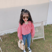 將圖片載入圖庫檢視器 【Y202018】2020春款韓版娃娃領襯衫女童寶寶可愛燈籠袖娃娃衫襯衣-20200304