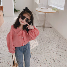 將圖片載入圖庫檢視器 【Y202018】2020春款韓版娃娃領襯衫女童寶寶可愛燈籠袖娃娃衫襯衣-20200304