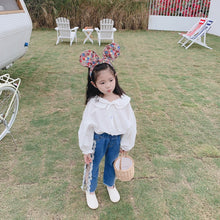 將圖片載入圖庫檢視器 【Y202018】2020春款韓版娃娃領襯衫女童寶寶可愛燈籠袖娃娃衫襯衣-20200304