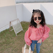 將圖片載入圖庫檢視器 【Y202018】2020春款韓版娃娃領襯衫女童寶寶可愛燈籠袖娃娃衫襯衣-20200304