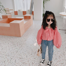 將圖片載入圖庫檢視器 【Y202018】2020春款韓版娃娃領襯衫女童寶寶可愛燈籠袖娃娃衫襯衣-20200304