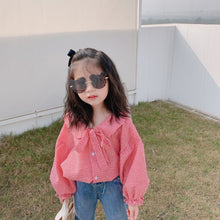 將圖片載入圖庫檢視器 【Y202018】2020春款韓版娃娃領襯衫女童寶寶可愛燈籠袖娃娃衫襯衣-20200304