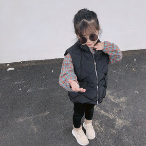 【Y7236】男女童寶寶冬季新款韓版棉馬甲兒童保暖加厚坎肩純色外套-20191012
