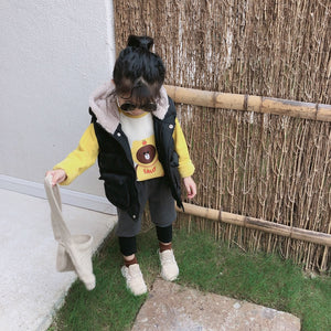 【Y3743】兒童冬季韓版加厚棉馬甲男女童寶寶可愛熊耳朵連帽馬甲-20191012
