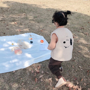 【W9328】兒童秋冬夾棉毛馬甲男女寶韓版卡通刺繡羊羔絨馬甲雙面穿-20191028
