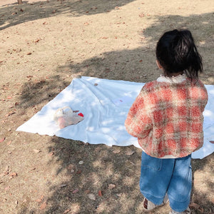 【Y93335】2019冬季新款韓版格子毛毛外套女童寶寶加絨寬鬆毛毛外套-20191028