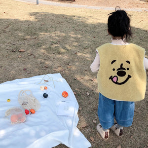 【W9328】兒童秋冬夾棉毛馬甲男女寶韓版卡通刺繡羊羔絨馬甲雙面穿-20191028