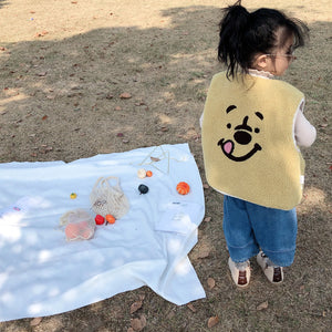 【W9328】兒童秋冬夾棉毛馬甲男女寶韓版卡通刺繡羊羔絨馬甲雙面穿-20191028