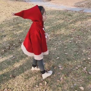 【Y8831】女童寶寶小紅帽毛呢斗篷冬季韓版加絨加厚中兔毛斗篷披風-20191111