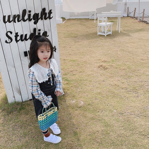 【Y20207】2020春季新款韓版甜美大翻領格子襯衫女童寶寶小清新襯衣-20200220