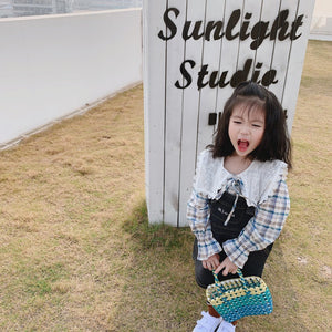【Y20207】2020春季新款韓版甜美大翻領格子襯衫女童寶寶小清新襯衣-20200220
