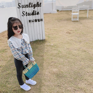 【Y20207】2020春季新款韓版甜美大翻領格子襯衫女童寶寶小清新襯衣-20200220
