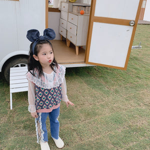 【Y20209】2020春季韓版V領針織馬甲女童寶寶甜美愛心毛線馬甲背心-20200220