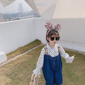 【Y202036】女童襯衫2020春季洋氣蝴蝶結領娃娃衫女寶寶波點可愛襯衣-20200304