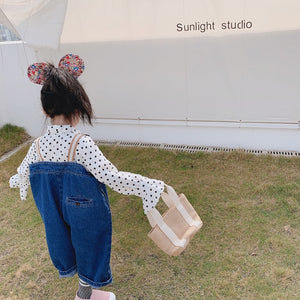 【Y202036】女童襯衫2020春季洋氣蝴蝶結領娃娃衫女寶寶波點可愛襯衣-20200304