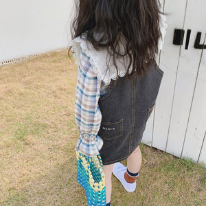 【Y20207】2020春季新款韓版甜美大翻領格子襯衫女童寶寶小清新襯衣-20200220