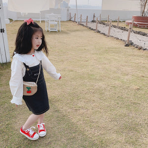 【Y202027】女童春季日系軟妹蝴蝶結兔耳朵荷葉花邊拼接娃娃領白襯衫-20200220