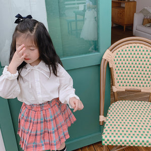 【Y202030】2020春季韓版日系軟妹娃娃領襯衫女童寶寶學院風白襯衫-20200220