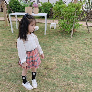 【Y202030】2020春季韓版日系軟妹娃娃領襯衫女童寶寶學院風白襯衫-20200220