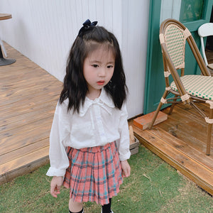 【Y202030】2020春季韓版日系軟妹娃娃領襯衫女童寶寶學院風白襯衫-20200220