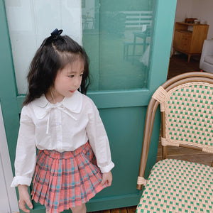 【Y202030】2020春季韓版日系軟妹娃娃領襯衫女童寶寶學院風白襯衫-20200220
