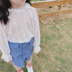 【Y202037】2020春季新款韓版女童全蕾絲打底衫花朵鏤空甜美打底上衣-20200220