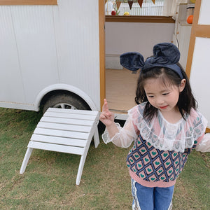 【Y202038】2020春季新款韓版蕾絲網紗打底衫女童寶寶大翻領打底上衣-20200220