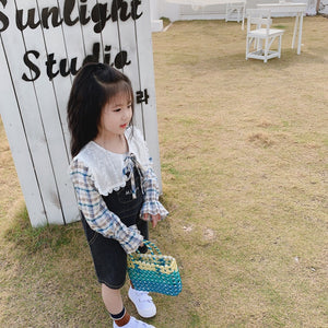 【Y20207】2020春季新款韓版甜美大翻領格子襯衫女童寶寶小清新襯衣-20200220