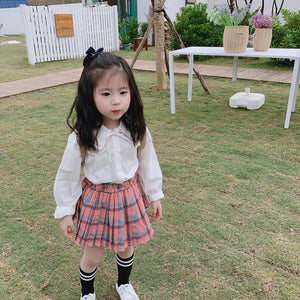 【Y202030】2020春季韓版日系軟妹娃娃領襯衫女童寶寶學院風白襯衫-20200220