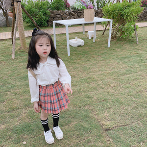 【Y202030】2020春季韓版日系軟妹娃娃領襯衫女童寶寶學院風白襯衫-20200220