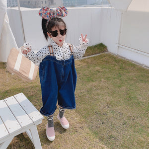 【Y202036】女童襯衫2020春季洋氣蝴蝶結領娃娃衫女寶寶波點可愛襯衣-20200304