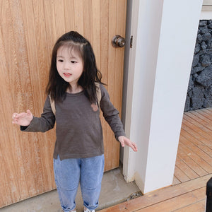 【Y202031】兒童春季新款韓版寬鬆T恤男女寶寶卡通印花打底衫長袖T恤-20200220