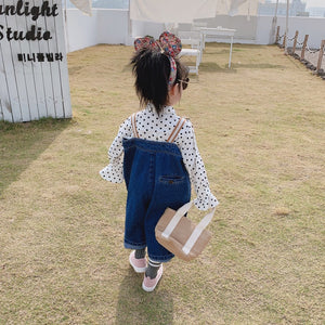 【Y202036】女童襯衫2020春季洋氣蝴蝶結領娃娃衫女寶寶波點可愛襯衣-20200304