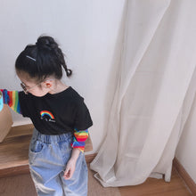 將圖片載入圖庫檢視器 【Y201005】2020春季新款韓版女童假兩件彩虹袖子T卹寶寶寬鬆上衣-20200320
