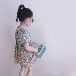 【Y201002】2020夏季新款韓版小碎花裙女寶寶度假純棉田園風連衣裙-20200320