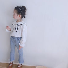 將圖片載入圖庫檢視器 【Y201009】2020女童春季新款韓版方領娃娃衫女寶寶可愛海軍領襯衫-20200320
