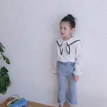 將圖片載入圖庫檢視器 【Y201009】2020女童春季新款韓版方領娃娃衫女寶寶可愛海軍領襯衫-20200320
